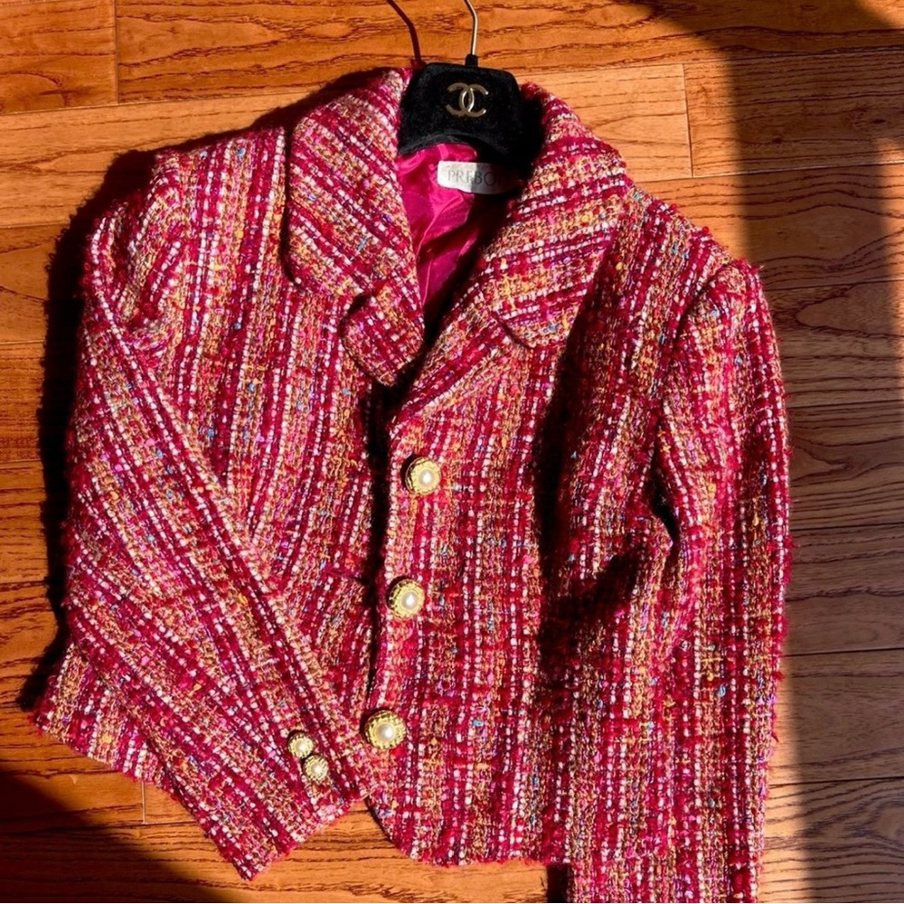 Nadri Red and Gold Tweed Blazer